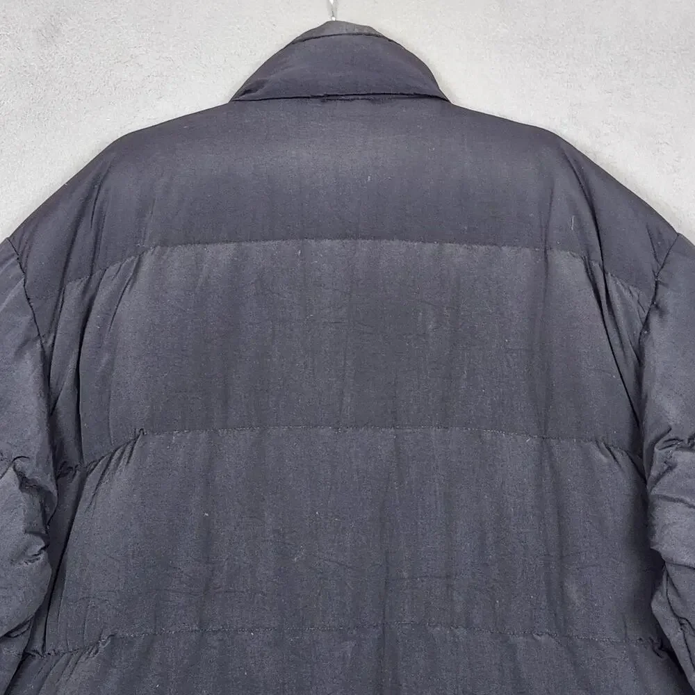 Vintage J.Crew Coat Mens Large Black Down Puffer Winter Parka Insulated Oarsman